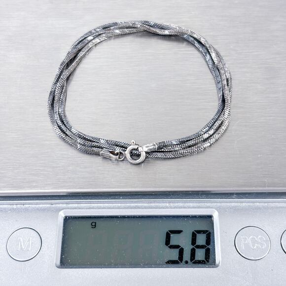 Estate Italy Sterling Silver 925 1.5mm Diamond Cut Twisted Chain Necklace 18” - Picture 3 of 3